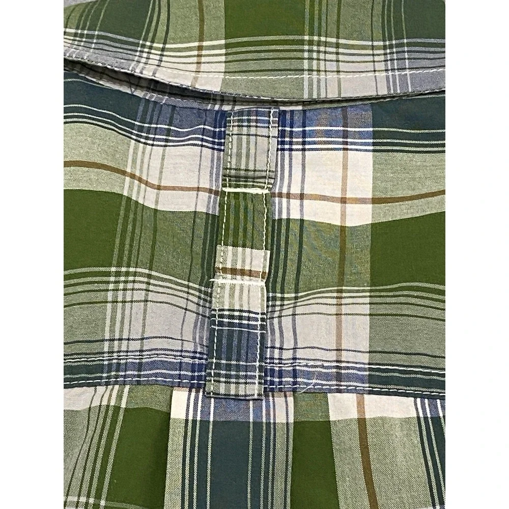 The North Face Mens Green Blue Plaid Short Sleeve Button Up Shirt Size M